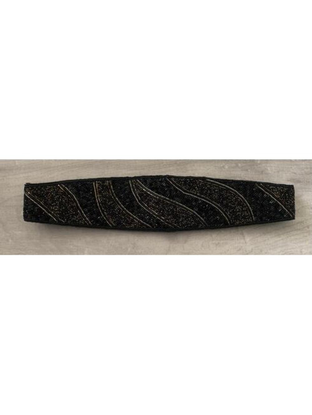 Magid Vintage Beaded Statement Belt Black Brown Sz M/L